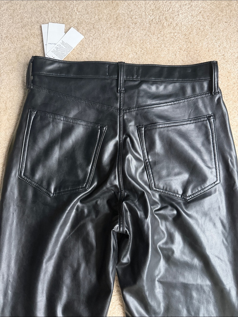 NWT Abercrombie & Fitch The Ankle Straight Ultra High Rise in Vegan Leather | 10 - Picture 7 of 7
